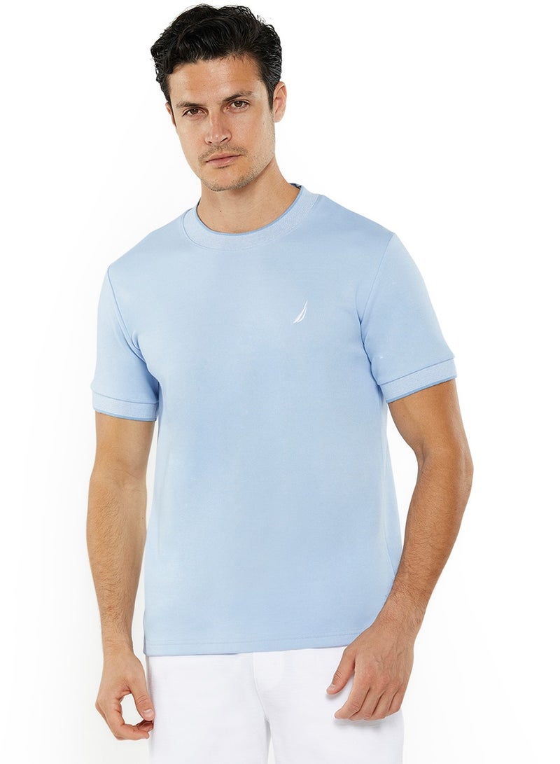 نوتيكا تيشيرت أساسي بياقة دائرية وشعار، بقصة عادية من مزيج القطن - Image 1