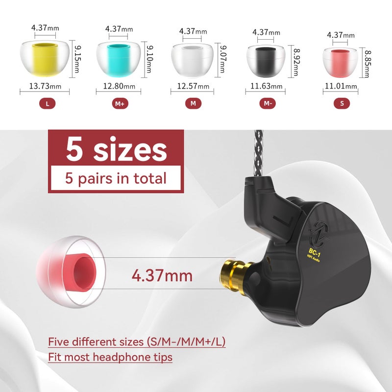 Kinboofi 5 أزواج من نصائح الأذن KBEAR 07، نصائح أذن سيليكون KINBOOFI KZ ZS10 PRO لسماعات الأذن IEM لسماعات KZ ZST ZS10 PRO X AS10 AS24 ZSN ZSN PRO X ZSN PRO ZS10 PRO2 TANGZU WAN'ER CCZ DC02 DC01-PRO السلكية (S/M/L)  - Image 2