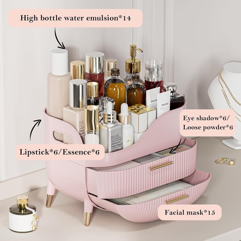 Clefairy Makeup Organizer with Drawers,Large Capacity Countertop Organizer for Vanity,Bathroom and Bedroom Desk Cosmetics Organizer for Skin Care,Brushes, Eyeshadow, Lotions, Lipstick, Nail Polish - Image 5