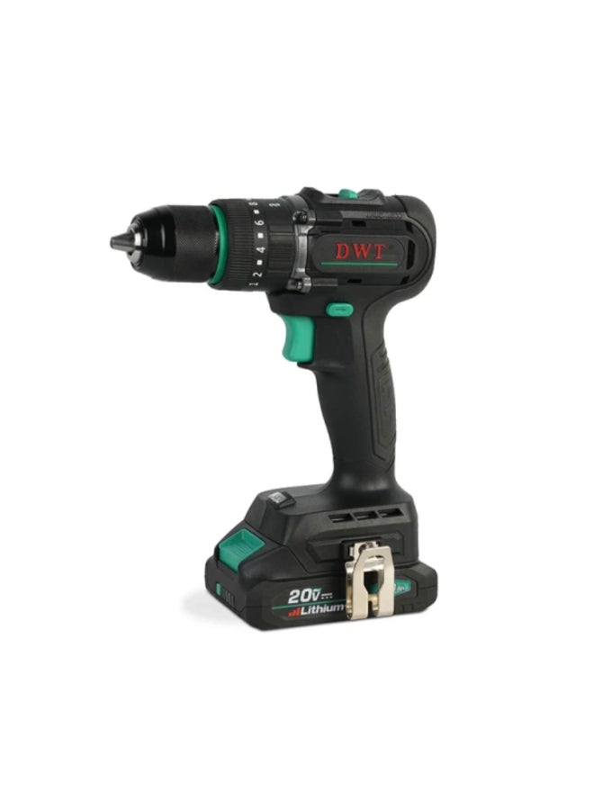 DWT 20V Rechargeable Brushless Cordless Impact Drill Driver Black and Green 26.2 x 10.3 x 31 cm ASBP-20 DNG-2 BMC - Image 1
