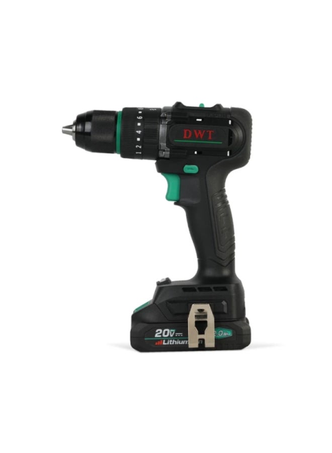 DWT 20V Rechargeable Brushless Cordless Impact Drill Driver Black and Green 26.2 x 10.3 x 31 cm ASBP-20 DNG-2 BMC - Image 2