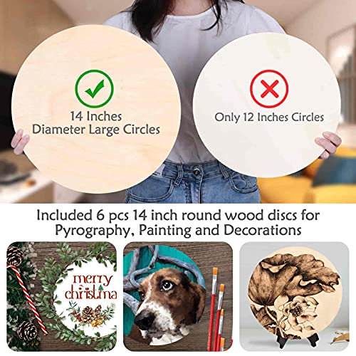 Acejoz 6 Pack 14 Inch Wood Rounds Circles for Crafts, Unfinished Wood Circles Wood Sign Blank, Wooden Discs for DIY Crafts, Door Hangers and Christmas Decoration - Image 2