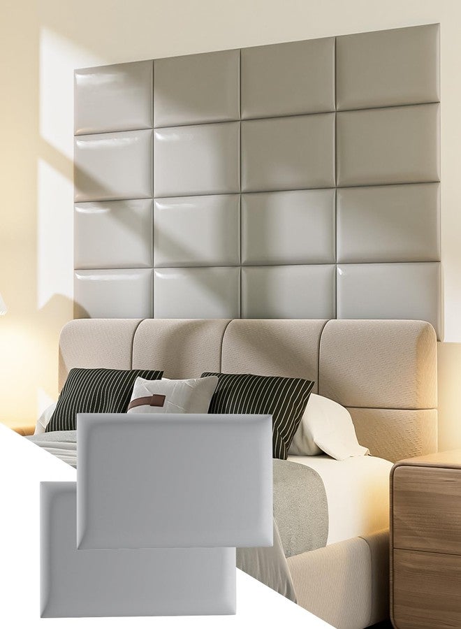 Elvone Peel and Stick Headboard for King, Full and Queen, 12 PCS Pack Panels, 3D Anti-Collision Wall Padding, Wall Mounted headboard Wall Panels，Grey (Grey-6PCS) - Image 1