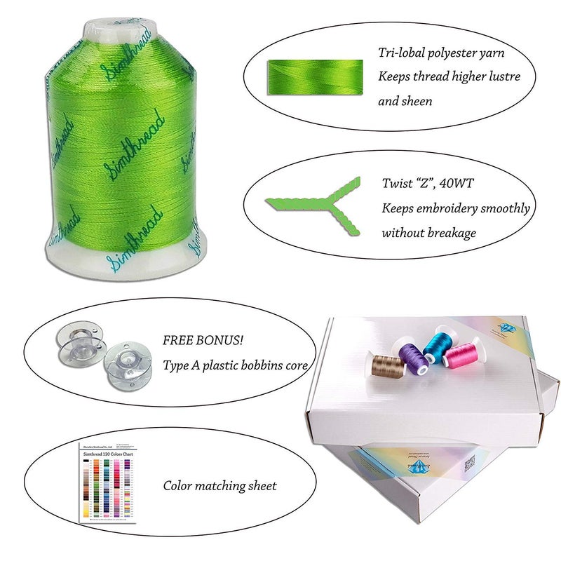 Simthread 120 Madeira Colors Polyester Machine Embroidery Thread Kit 550Y(500M) Similar to Madeira and Robinson-Anton Colors 40 Weight for Home Embroidery Sewing Machines - Image 2