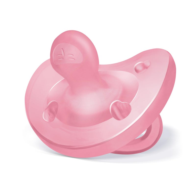 Chicco PhysioForma Silicone Orthodontic Pacifier, 6-16m | 100% Soft Silicone | Supports Breathing & Oral Development | Satin-Textured Nipple | Includes Sterilizing Case | BPA Free | Pink, 2pk - Image 5