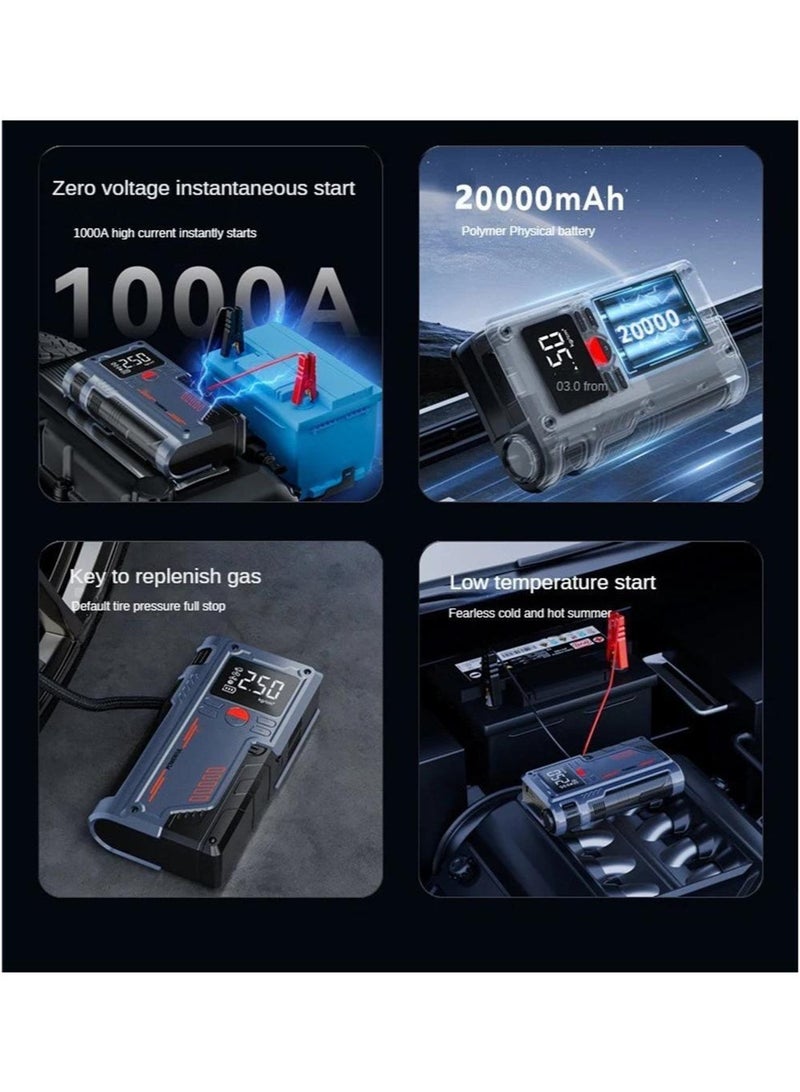 Rock Pow 1000A Portable Jump Starter & Air Compressor (150PSI) - 12V 29.6Wh Battery for Cars, Trucks (4.0L Gas/2.5L Diesel), w/ Smart Display & LED Light  - Image 4