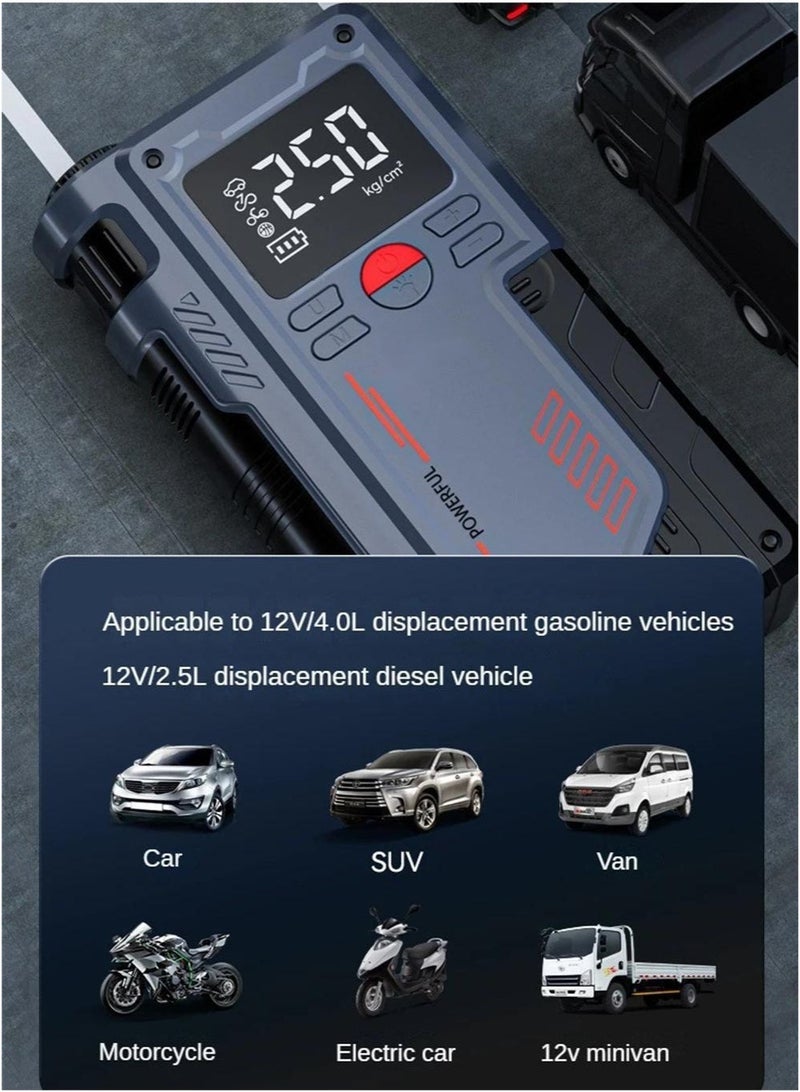 Rock Pow 1000A Portable Jump Starter & Air Compressor (150PSI) - 12V 29.6Wh Battery for Cars, Trucks (4.0L Gas/2.5L Diesel), w/ Smart Display & LED Light  - Image 3