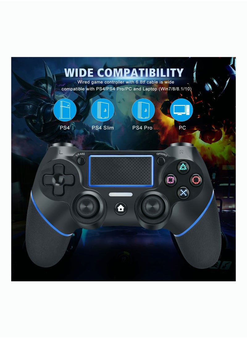 AccLoo - PS4 Controller, Wired Remote Controller for Playstation 4 Dual Vibration Shock Joystick Game pad for PS4/PS4 Slim/PS4 Pro and PC with 6ft Long USB Cable - Image 1