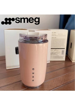 smeg 320ML Beverage Cup Travel Portable Car Drinking Cup Stainless Steel Vacuum Leak proof 320ML Coffee Thermos（Pink）  - Image 1