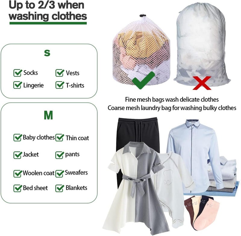 ChicAbode 2 Packs Mesh Wash Bags, Travel Laundry Bags, Reusable Durable Washing Net Bag, Drawstring Design Wash Bags for Blouse, Baby Clothes, Underwear, Dirty Clothes Package - Image 2