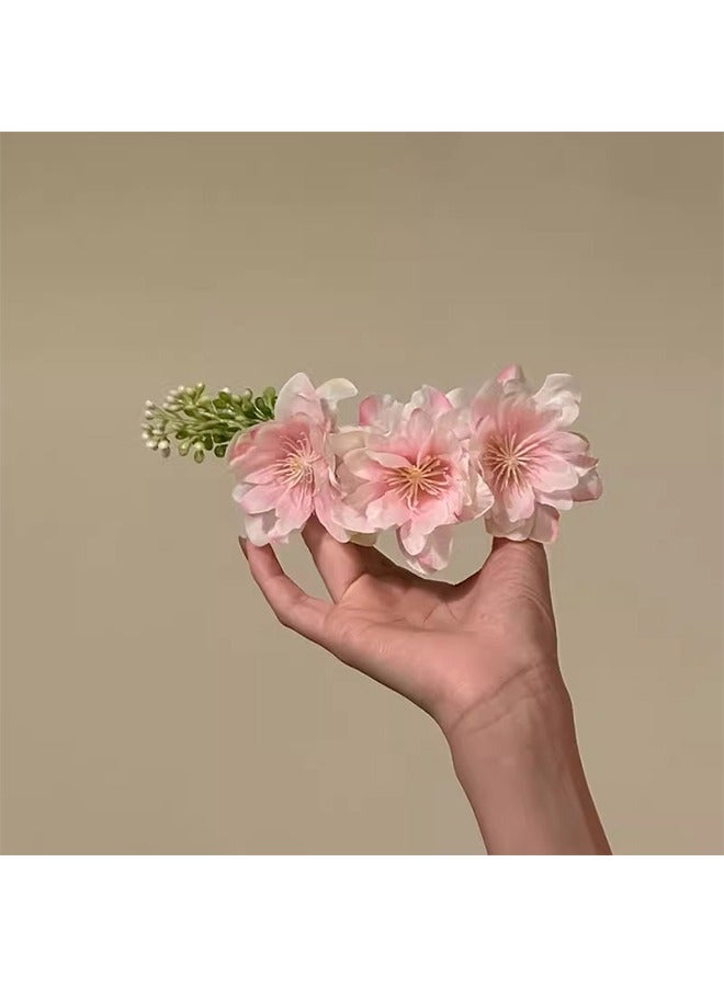 Large Flower Hair Comb Pink Floral Hair Side Comb Hawaiian Hair Clip Bohemian Hair Accessories for Women - Image 3