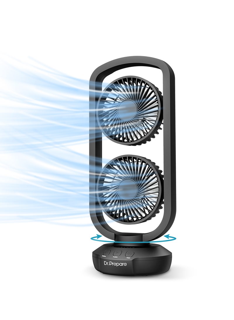 Dr. Prepare Tower Fan Oscillating Fan, Portable Desk Fan with 3-Speed Options, 110° Oscillation, 3 Timers, Personal Quiet Table Fan for Home Office Desktop Bedroom - Image 1