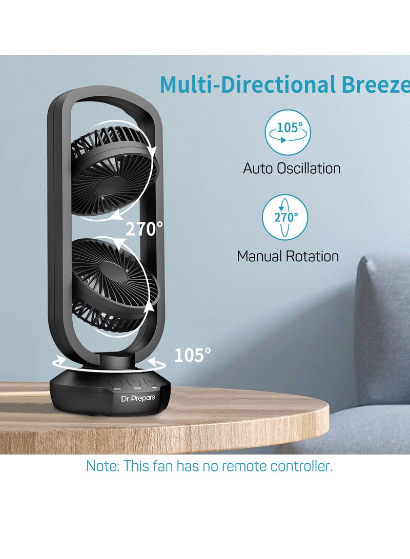Dr. Prepare Tower Fan Oscillating Fan, Portable Desk Fan with 3-Speed Options, 110° Oscillation, 3 Timers, Personal Quiet Table Fan for Home Office Desktop Bedroom - Image 3
