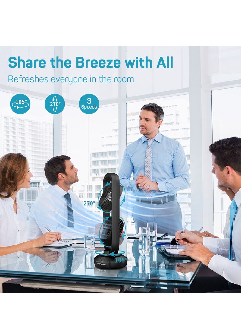 Dr. Prepare Tower Fan Oscillating Fan, Portable Desk Fan with 3-Speed Options, 110° Oscillation, 3 Timers, Personal Quiet Table Fan for Home Office Desktop Bedroom - Image 2
