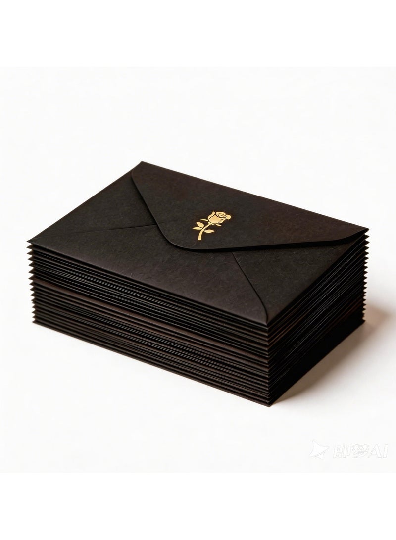 BenQuand 20 Pcs  Envelop with Gold Embossed Patterns,  Black Self Adhesive Envelopes for Invitations, Great for Graduation, Invitation, Wedding and RSVP Cards,4.2x6.2 inch - Image 1
