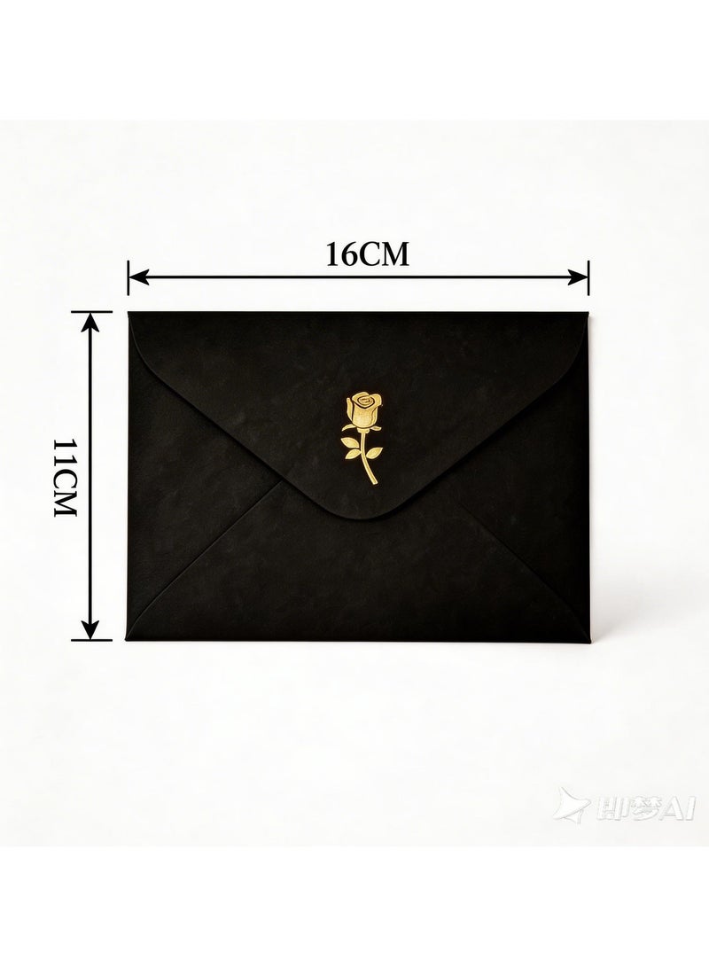 BenQuand 20 Pcs  Envelop with Gold Embossed Patterns,  Black Self Adhesive Envelopes for Invitations, Great for Graduation, Invitation, Wedding and RSVP Cards,4.2x6.2 inch - Image 2