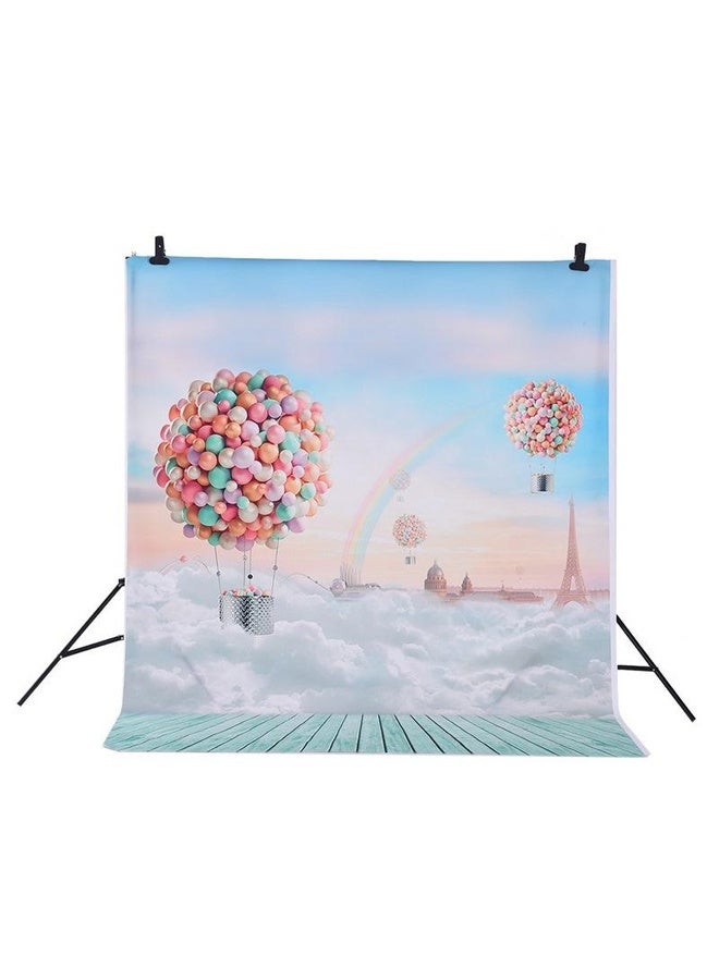 7x5ft Balloon And Rainbow Pattern Photography Studio Background, Girl Birthday Party Decoration Photography Backdrop Baby Shower Banner Newborn Portrait Photo Studio Props Vinyl Wallpaper - Image 1