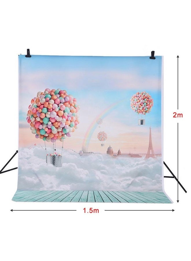 7x5ft Balloon And Rainbow Pattern Photography Studio Background, Girl Birthday Party Decoration Photography Backdrop Baby Shower Banner Newborn Portrait Photo Studio Props Vinyl Wallpaper - Image 2