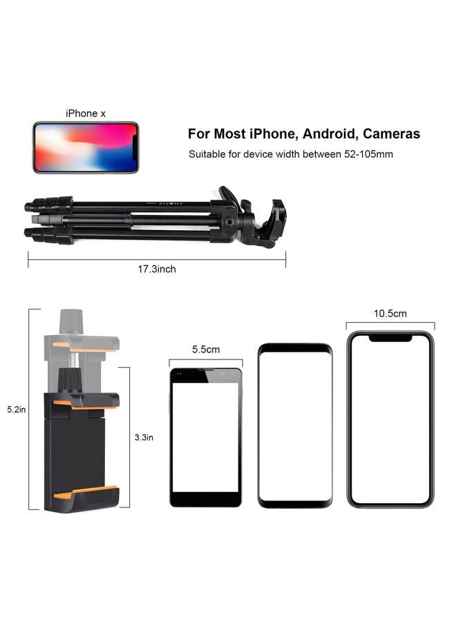 PHOPIK 55" Phone Tripod, Aluminum Extendable Tripod Stand with Shutter, Carrying Bag, Compatible with iPhone/Android/Sport Camera Perfect for Video Recording/Selfies/Live Stream/Vlogging - Image 5