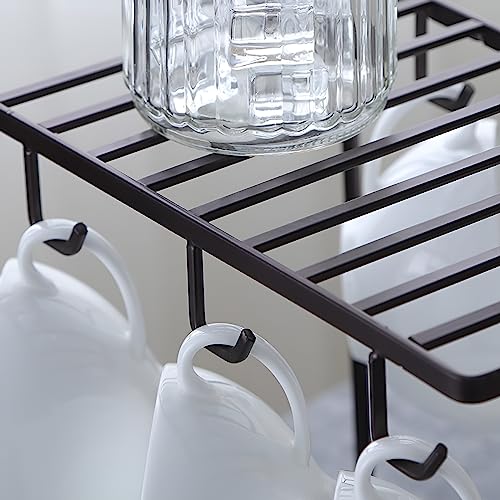 7UYUU Metal Mug Tree Holder Stand for Counter 6 Hooks Coffee Cup Display Hanger Rack Organizer for Kitchen Cabinet - Brown - 9.5 x 9.1In - Image 3