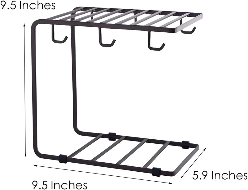 7UYUU Metal Mug Tree Holder Stand for Counter 6 Hooks Coffee Cup Display Hanger Rack Organizer for Kitchen Cabinet - Brown - 9.5 x 9.1In - Image 4