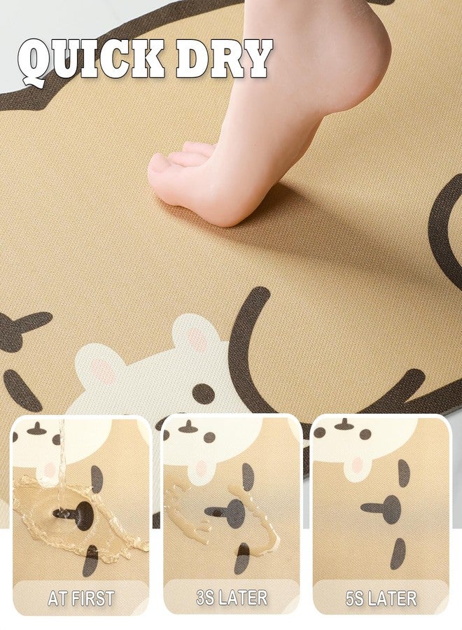 Tyrafry Cute Bath Mat, Quick Dry Non-Slip Bathroom Rug, Super Absorbent Thin Mats for Bathroom Floor in Front of Shower Tub, Easy Clean, Sleepy Bear, Brown, 17"x25" - Image 4