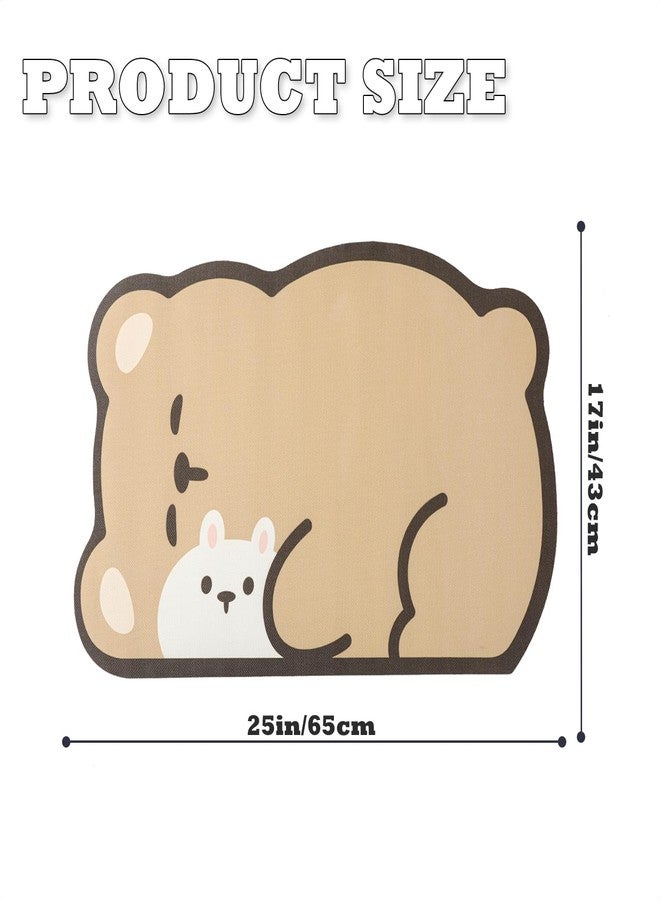 Tyrafry Cute Bath Mat, Quick Dry Non-Slip Bathroom Rug, Super Absorbent Thin Mats for Bathroom Floor in Front of Shower Tub, Easy Clean, Sleepy Bear, Brown, 17"x25" - Image 3