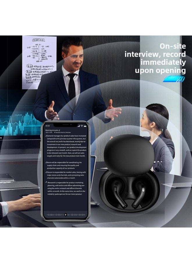 Generic - TWS Business Meeting In-ear Noise Reduction Long Endurance AI Intelligent Real-time Simultaneous Translation Wireless Bluetooth Headset-Color:Black - Image 1