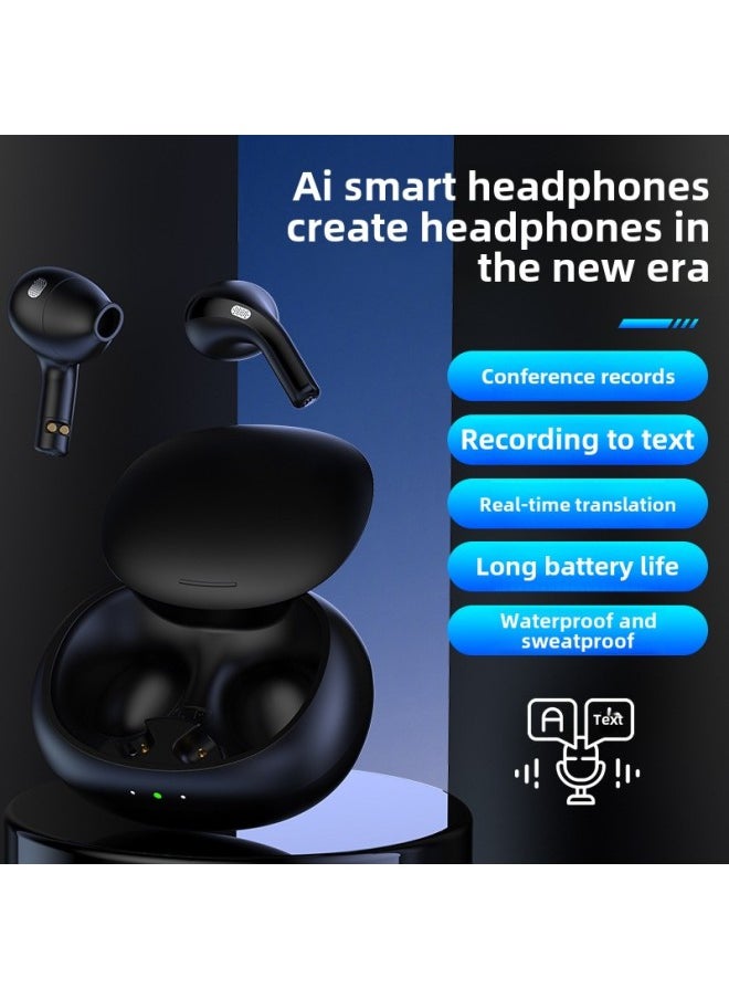 Generic - TWS Business Meeting In-ear Noise Reduction Long Endurance AI Intelligent Real-time Simultaneous Translation Wireless Bluetooth Headset-Color:Black - Image 1