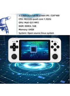 ANBERNIC  RG351P Handheld Game Console, Opening Linux Tony System Built-in 64G TF Card 2500 Classic Games 3.5-inch IPS Screen Retro Game Console (White)  - Image 2