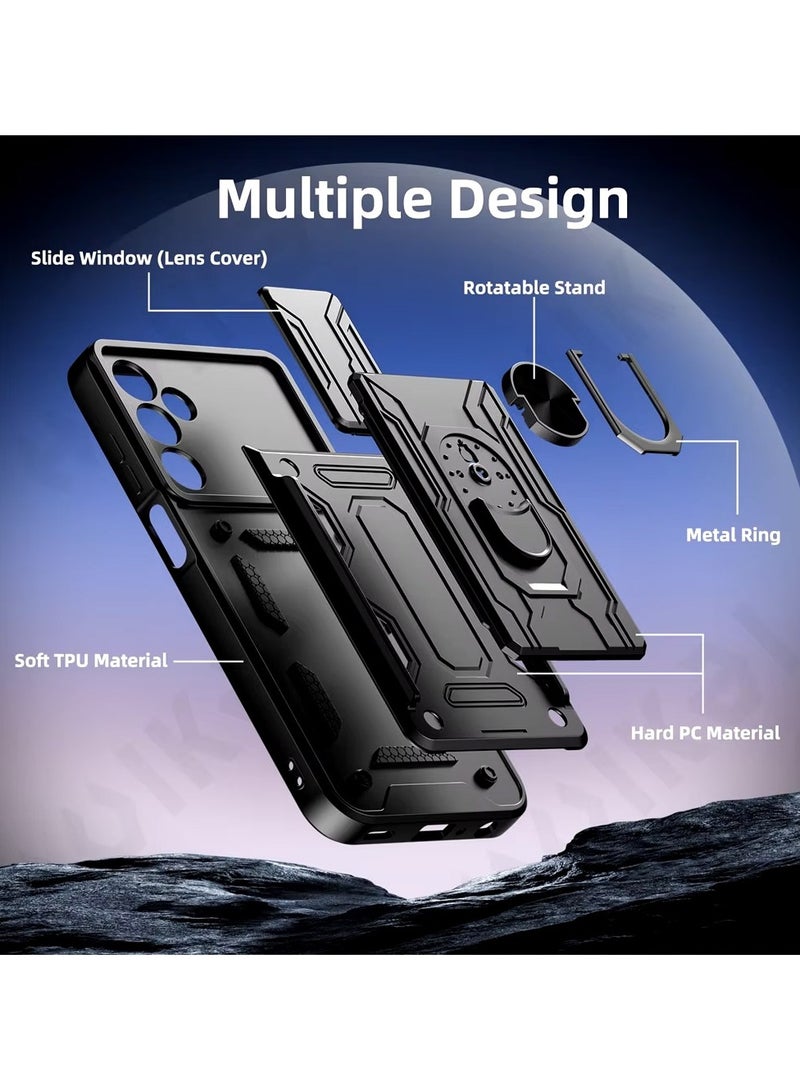 Techie Samsung Galaxy A36 Slide Armor Case with 360° Ring, Magnetic Stand, Card Holder, Camera Shield & Mil-Grade Drop Protection - Image 3