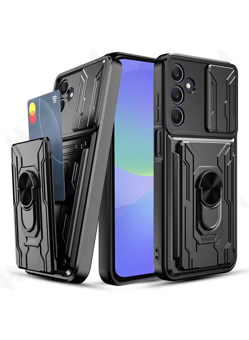 Techie Samsung Galaxy A36 Slide Armor Case with 360° Ring, Magnetic Stand, Card Holder, Camera Shield & Mil-Grade Drop Protection - Image 1
