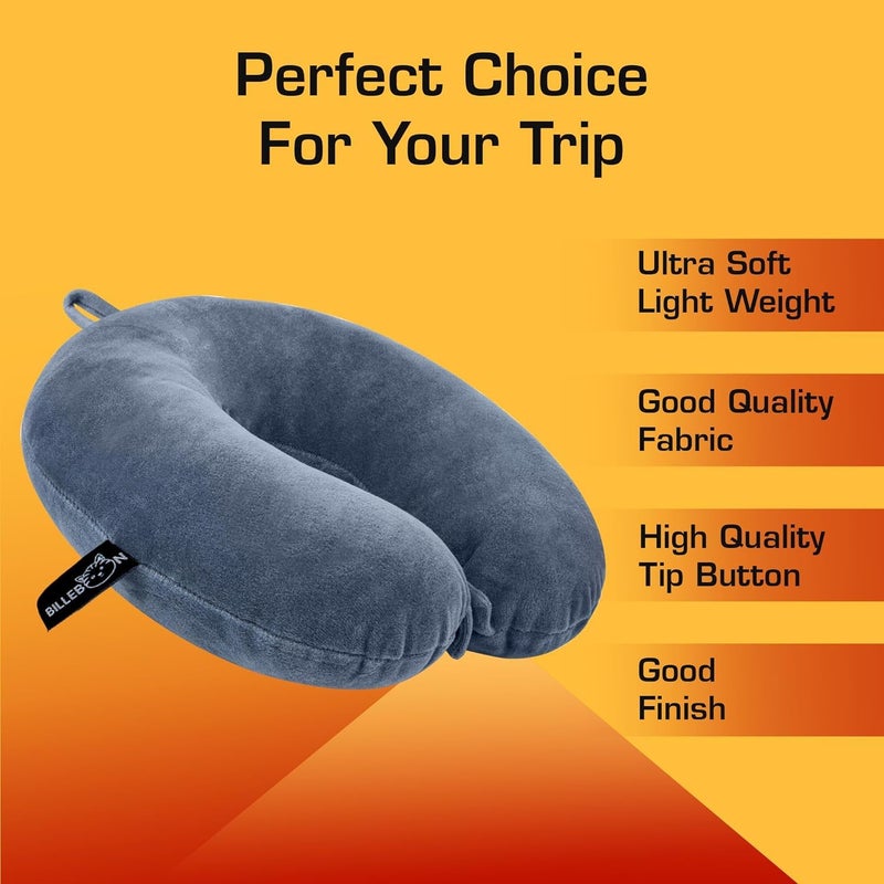 Hundur Store Hundur Store Premium Fiber Filled Neck Pillow, Aeroplane Travel Pillow Neck Adjustable 360 Degree Support Headrest Neck Support Comfortable Pillow Pack of 2 - Image 4