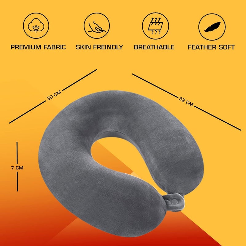 Hundur Store Hundur Store Premium Fiber Filled Neck Pillow, Aeroplane Travel Pillow Neck Adjustable 360 Degree Support Headrest Neck Support Comfortable Pillow Pack of 2 - Image 3
