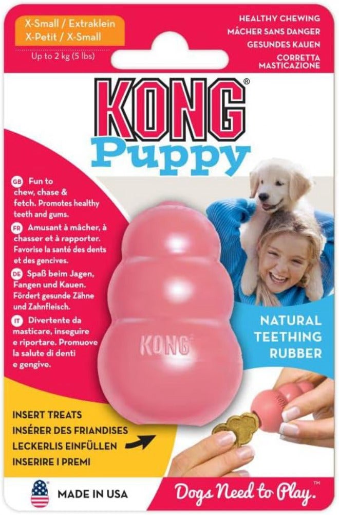 KONG Natural Rubber Puppy Toy XSmall – Soft Teething Chew Toy for Puppies – Durable Rubber Toy for Biting, Training & Mental Stimulation - Image 1
