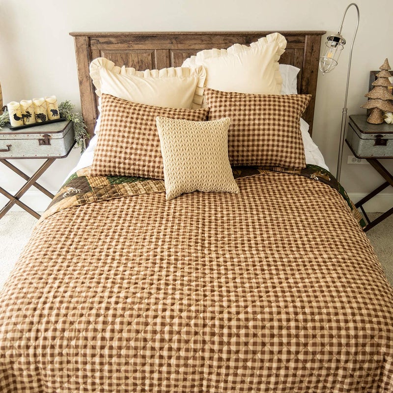 Donna Sharp Full/Queen Bedding Set - 3 Piece - Green Forest Lodge Quilt Set with Full/Queen Quilt and Two Standard Pillow Shams - Fits Queen Size and Full Size Beds - Machine Washable - Image 5