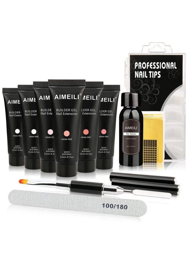AIMEILI Hema Free Builder Gel For Nails 6 Colors 15Ml Nail Extension Kit U V Led Nail Enhancement Gel Starter Kit With False Nail Kit  - Image 1