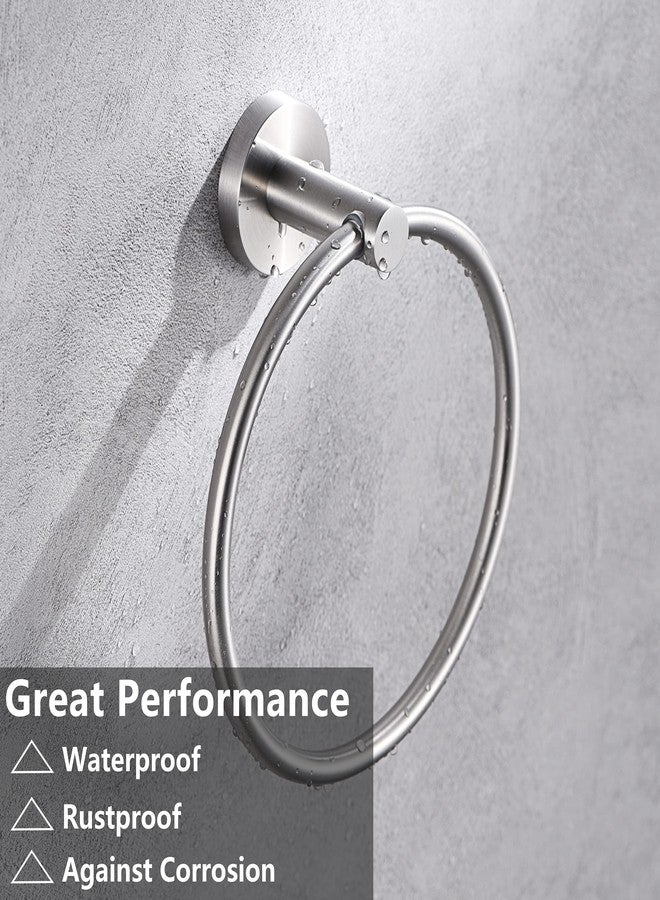 Kwanicas Brushed Nickel Toilet Paper Holder, Towel Ring Set 2 Pieces Hand Towel Holder for Bathroom Hardware Accessories Set SUS304 Stainless Steel Sturdy Wall Mount Bathroom Holder - Image 5