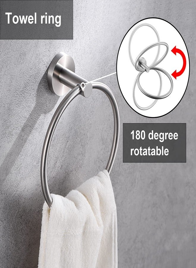Kwanicas Brushed Nickel Toilet Paper Holder, Towel Ring Set 2 Pieces Hand Towel Holder for Bathroom Hardware Accessories Set SUS304 Stainless Steel Sturdy Wall Mount Bathroom Holder - Image 3