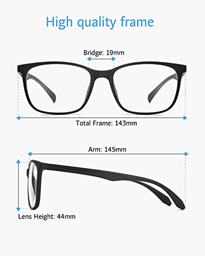 ANRRI Blue Light Blocking Glasses, Anti Eyestrain Lens Lightweight Frame Eyeglasses, Black, Men/Women - Image 5