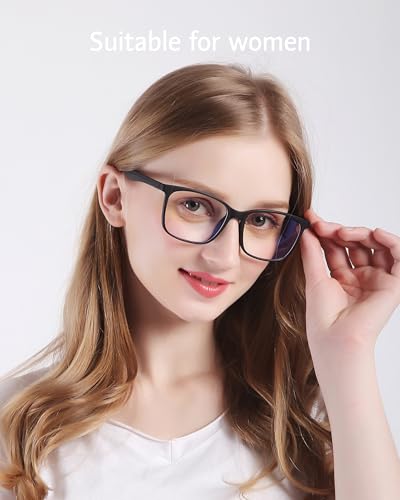 ANRRI Blue Light Blocking Glasses, Anti Eyestrain Lens Lightweight Frame Eyeglasses, Black, Men/Women - Image 3