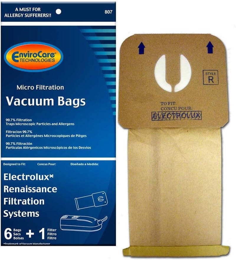 ENVIROCARE Replacement Micro Filtration Vacuum Cleaner Dust Bags Designed to Fit Electrolux Renaissance Style R Canisters 6 Bags and 1 Filter - Image 1
