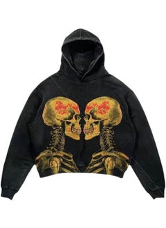 New Hiphop Green Zip Hoodie Men Urban Harajuku Anime Print Long Sleeve 18 Black Washed Old Hoodie
