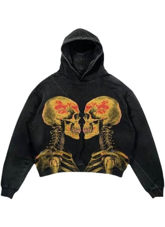 Generic - New Hiphop Green Zip Hoodie Men Urban Harajuku Anime Print Long Sleeve 18 Black Washed Old Hoodie - Image 1