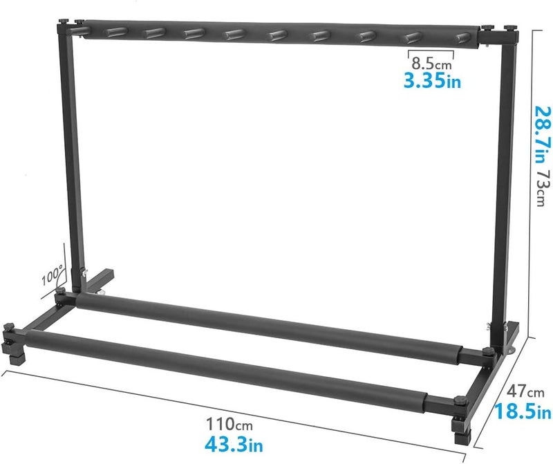Morimoe Guitar Bass Stand for Multiple Guitars Display Foldable Rack (9-Space) - Image 2