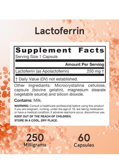 jarrow formulas Lactoferrin 250 mg Immune-Supporting Glycoprotein For Healthy Immune System Support 60 Capsules 60 Servings packing may vary  - Image 3
