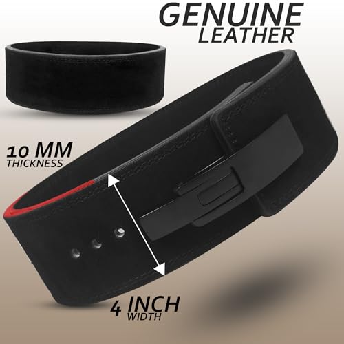 RAD Lever Weight Lifting Gym Belt for Men & Women Size 63 TO107 CM,Thick 10MM & Width 4 Inch Lever Powerlifting Belts for Women Dead Lift Workout Belt Leather Weight Lifting Lever Gym Squat Belt - Image 2