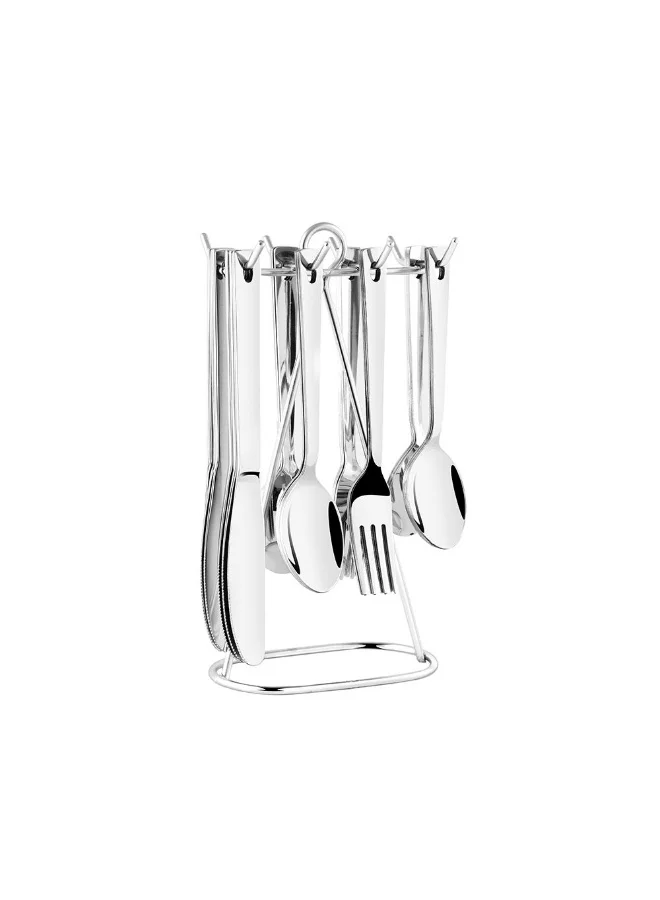 DANUBE HOME 24 Piece Cutlery Set with Stand Elegant Stainless Steel Cutlery Durable & Stylish Perfect for Formal Dining Home Use & Gifting Includes Stand Serves 6