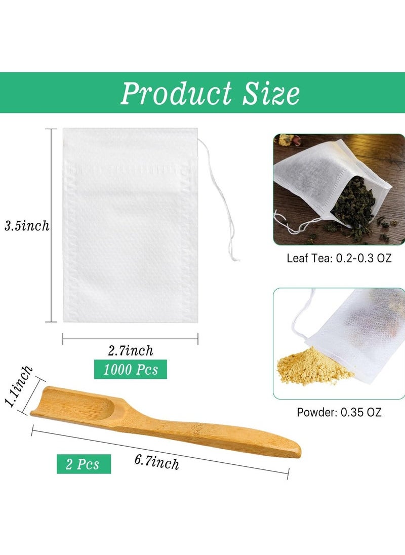 Generic - Pcs Disposable Tea Bags for Loose Leaf Tea, Drawstring Empty Tea Infuser with 2 Pcs Tea Spoon, Natural Material Tea Filter Bags for Loose Leaf Tea, Coffee - Image 1