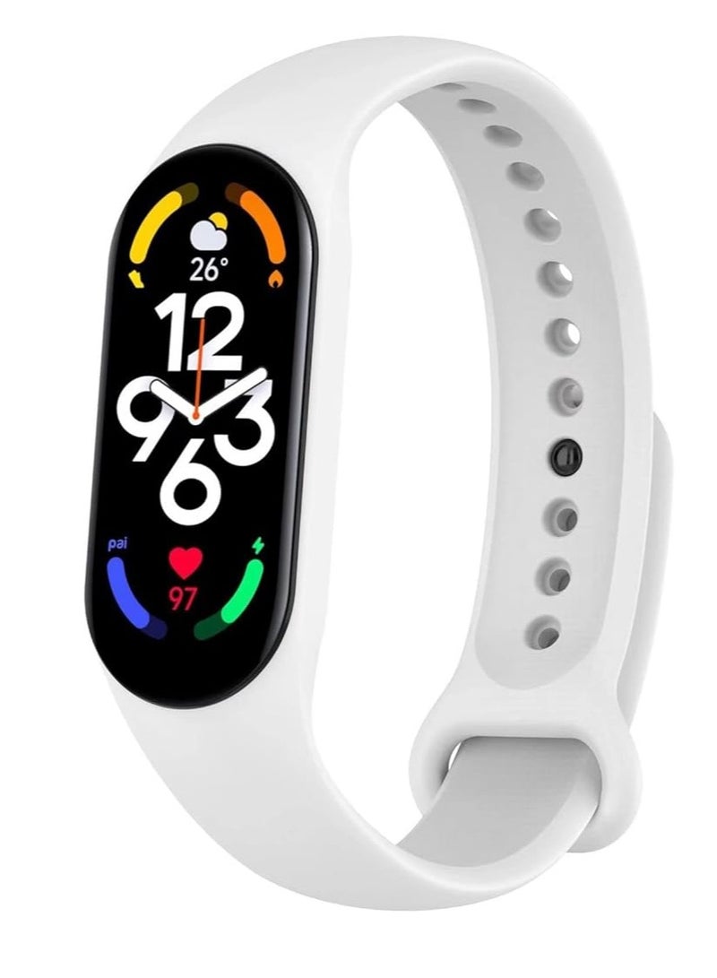 Strap Silicone Band For Xiaomi Mi Band 3/4 Breathable Strap Replacement For M3 M4 Bracelet For Xiaomi MiBand 4 3 Smart Watch (White), One Size - Image 1